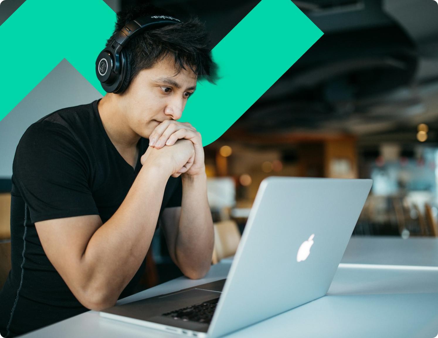 Headset infront of laptop