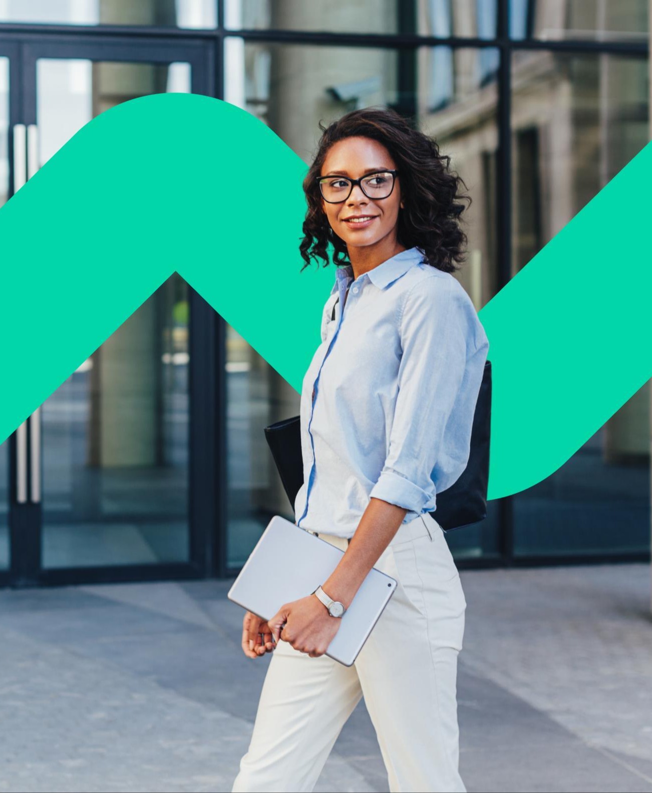 Woman infront of doors