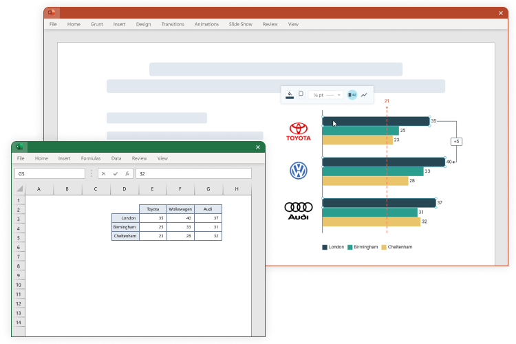 PowerPoint and Excel linked together with Grunt